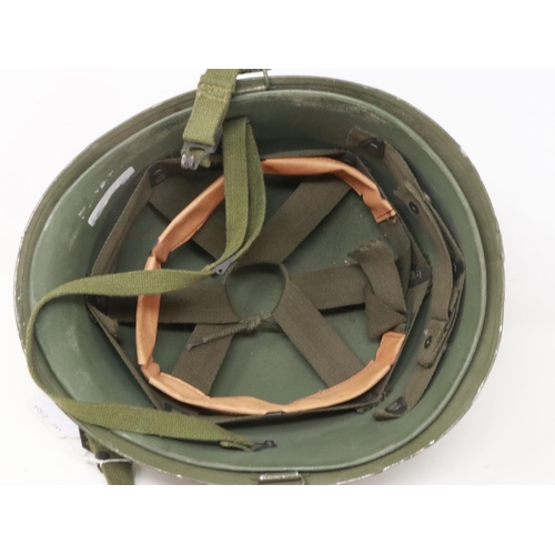 2120A - US Vietnam war original M1C Airborne helmet, the shell is front seam with a good clear heat stamp 81... 