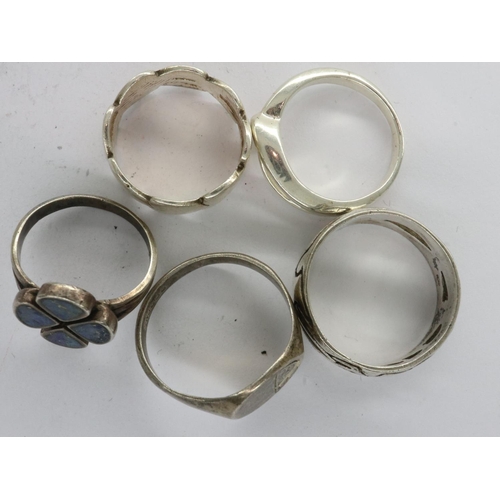 46 - Four 925 silver rings and a hallmarked silver example (5), various sizes. UK P&P Group 1 (£16+VAT fo... 