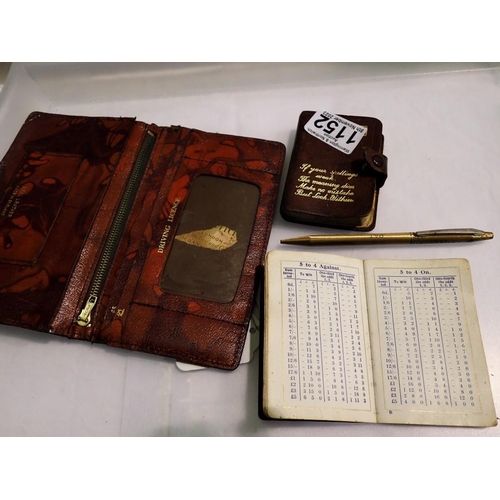 1152 - Small vintage English dictionary, pen, ready reckoner and leather wallet. UK P&P Group 1 (£16+VAT fo... 