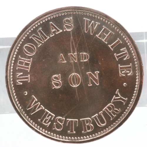 165 - 1857 Tasmania token: Thomas White & Son Westbury, high grade. UK P&P Group 0 (£6+VAT for the first l... 