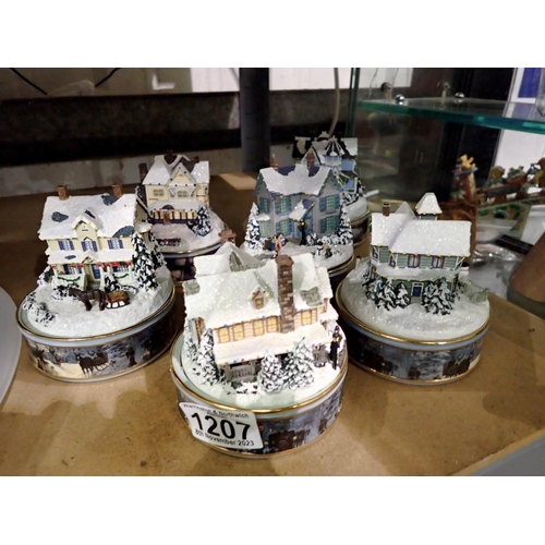 1207 - Set of six Thomas Kinkade musical boxes from The Warm Holiday Lights collection. Not available for i... 