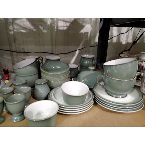 1213 - Green Denby tea service. Not available for in-house P&P