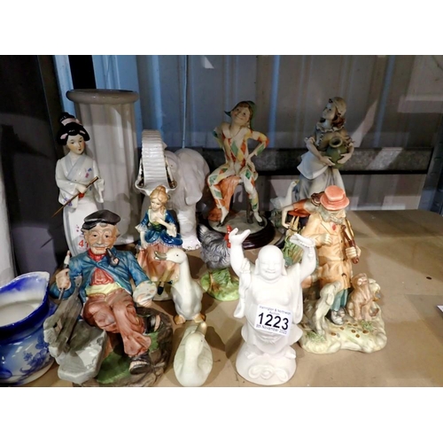 1223 - Mixed ceramics including Capodimonte. Not available for in-house P&P