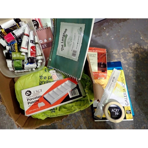 1242 - Collection of artists supplies including paint and paint brushes. Not available for in-house P&P