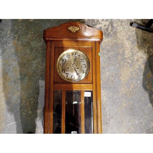 1272 - Oak cased chiming wall clock. Not available for in-house P&P