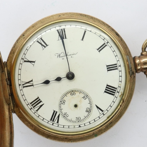 100 - Waltham half hunter crown wind pocket watch in a Star Dennison case, lacking second hand, not workin... 