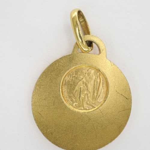 57 - French 8ct gold Ave Maria pendant, H: 20 mm, 1.6g. UK P&P Group 0 (£6+VAT for the first lot and £1+V... 