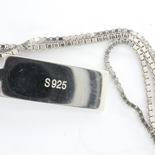 86 - Moda Mentals 925 silver stone set pendant necklace, chain L: 44 cm. UK P&P Group 1 (£16+VAT for the ... 