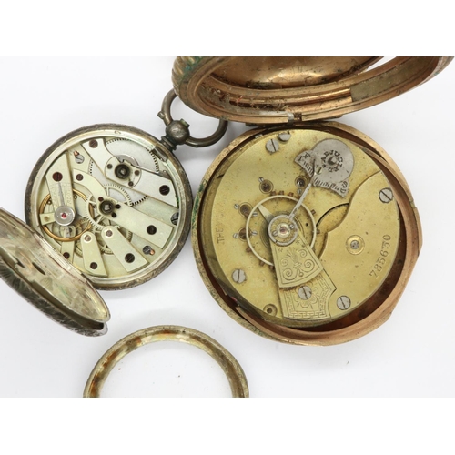 97 - Brass cased Vigilant pocket watch and a silver fob watch, both A/F. UK P&P Group 1 (£16+VAT for the ... 