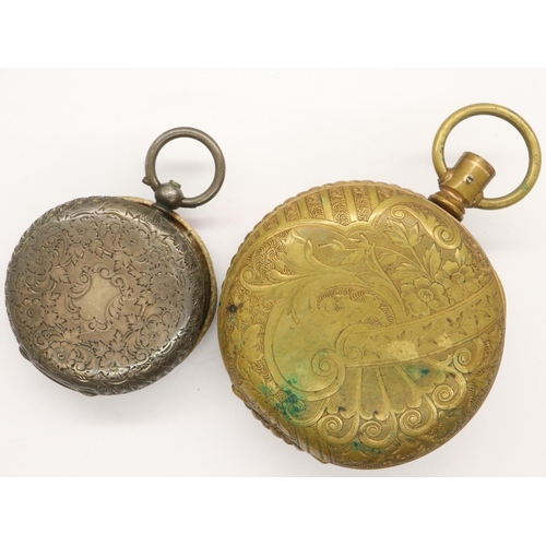 97 - Brass cased Vigilant pocket watch and a silver fob watch, both A/F. UK P&P Group 1 (£16+VAT for the ... 