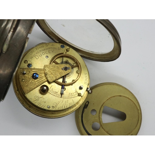 98 - Heavy gauge hallmarked silver Improved Patent pocket watch, Chester assay, not working at lotting. U... 