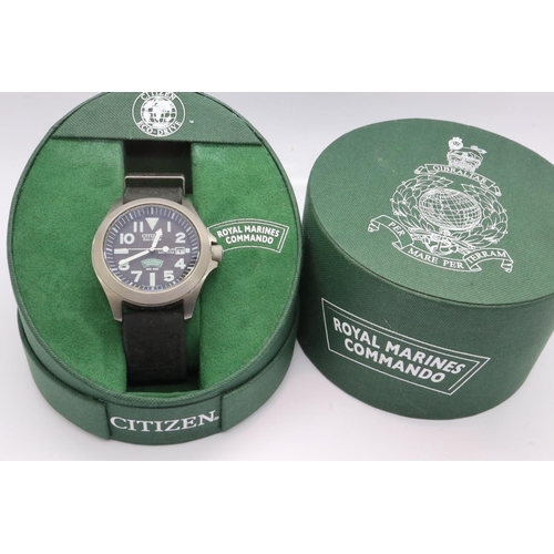 112 - CITIZEN: Eco-Drive Royal Marines Commando gents wristwatch with date aperture, WR300 in a titanium c... 