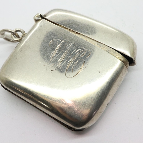 135 - Hallmarked silver vesta case, Birmingham assay, 27g. UK P&P Group 1 (£16+VAT for the first lot and £... 