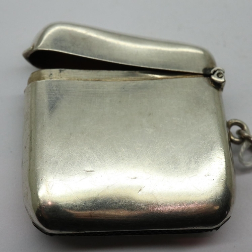 135 - Hallmarked silver vesta case, Birmingham assay, 27g. UK P&P Group 1 (£16+VAT for the first lot and £... 