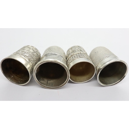 136 - Four hallmarked silver thimbles including two Charles Horner examples, 15g. UK P&P Group 1 (£16+VAT ... 