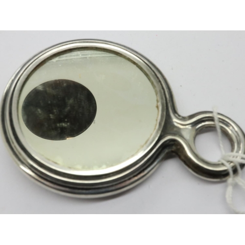 137 - Hallmarked silver backed mirror surmounted with Masonic lodge badge, Yenton lodge No 3484. UK P&P Gr... 