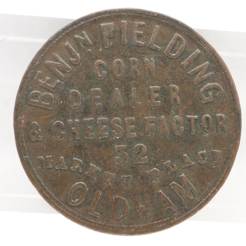 162 - Victorian token: Benjamin Fielding, Corn Dealer & Cheese Factor, Oldham. UK P&P Group 0 (£6+VAT for ... 