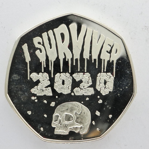 169 - Commemorative 50p coin, I Survived 2020. UK P&P Group 0 (£6+VAT for the first lot and £1+VAT for sub... 