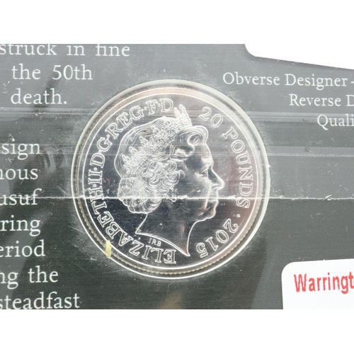 175 - Royal Mint, Sir Winston Churchill 2015, silver proof £20 coin, in sealed pack. UK P&P Group 0 (£6+VA... 