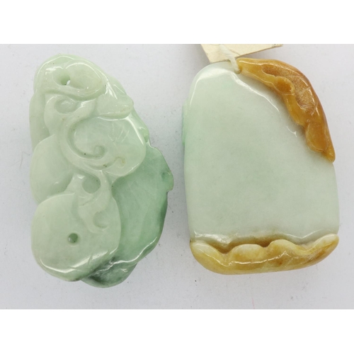 182 - Two pieces of carved jade, largest L: 45 mm. UK P&P Group 1 (£16+VAT for the first lot and £2+VAT fo... 