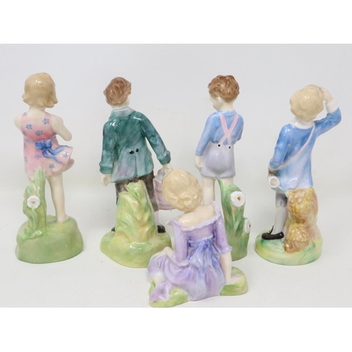 195 - Five Royal Doulton Nursey Rhyme figurines, no cracks or chips, largest H: 13 cm. UK P&P Group 3 (£30... 