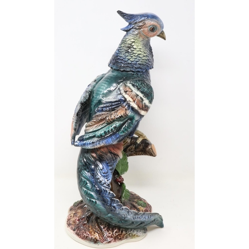 214 - Large exotic bird figurine by Capodimonte, small chip to tail otherwise good, H: 38 cm. UK P&P Group... 