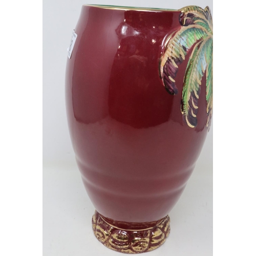 218 - Large Beswick vase in the Palm Tree pattern, minor crazing otherwise no cracks or chips, H: 29 cm. U... 