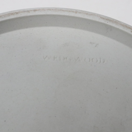 244 - Wedgwood Jasperware covered biscuit barrel, no cracks or chips, some discolouration from tape, H: 18... 