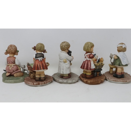 254 - Five contemporary Goebel figurines, no cracks or chips, largest H: 11 cm. UK P&P Group 2 (£20+VAT fo... 