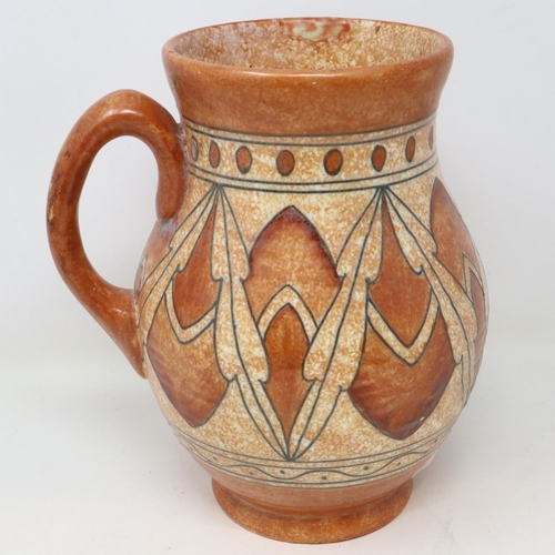 267 - Charlotte Rhead for Crown Ducal jug, repaired damage to handle and rim, H: 22 cm. UK P&P Group 3 (£3... 