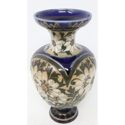 270 - Doulton Lambeth vase, pate-sur-pate, by Francie E Lee dated 1884, no cracks or chips, H: 18 cm. UK P... 