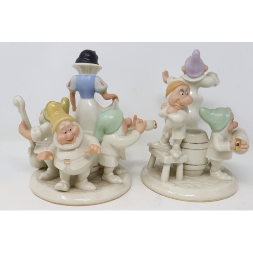 285 - Pair of Lenox Snow White and The Seven Dwarfs figural candlesticks, no cracks or chips, H: 17 cm. UK... 