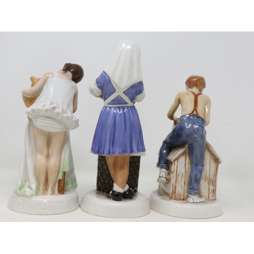 291 - Three Royal Doulton Childhood Days figurines, It Wont Hurt HN2963, As Good As New HN2971, and And On... 