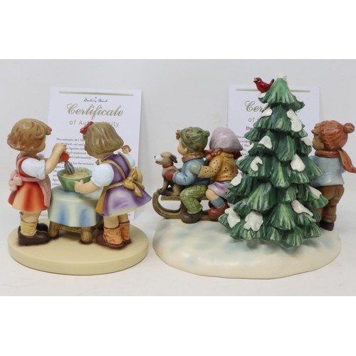 293 - Two Hummel figural groups, Baking a Cake and Dashing Through The Snow, both with CoAs, no cracks or ... 