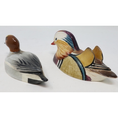 294 - Two rare Peter Scott for Beswick birds, Widgeon and Mandarin duck, beak reglued to duck, largest L: ... 