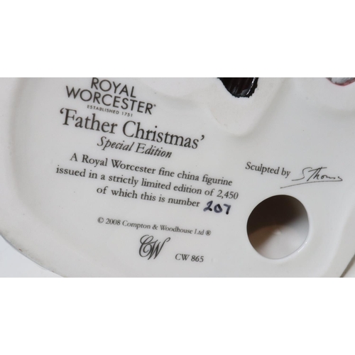 314 - Royal Worcester Father Christmas special edition figurine, limited edition 207/2450 with CoA, no cra... 