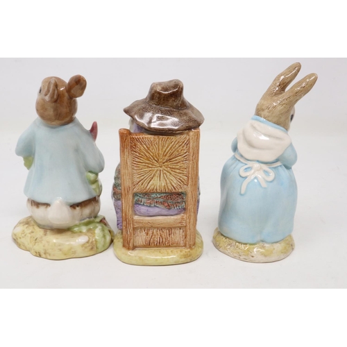 328 - Three Royal Albert Beatrix Potter figurines, Mrs Rabbit Cooking, Peter Ate a Radish, and And This Pi... 