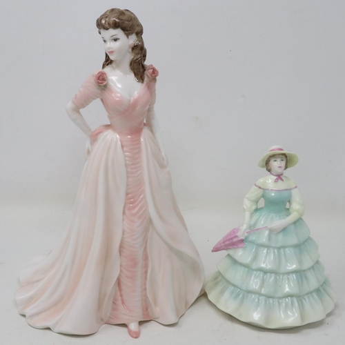 332 - Two Coalport figurines, Jaqueline and Rosamund, no cracks or chips, largest H: 24 cm. UK P&P Group 2... 