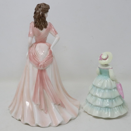 332 - Two Coalport figurines, Jaqueline and Rosamund, no cracks or chips, largest H: 24 cm. UK P&P Group 2... 