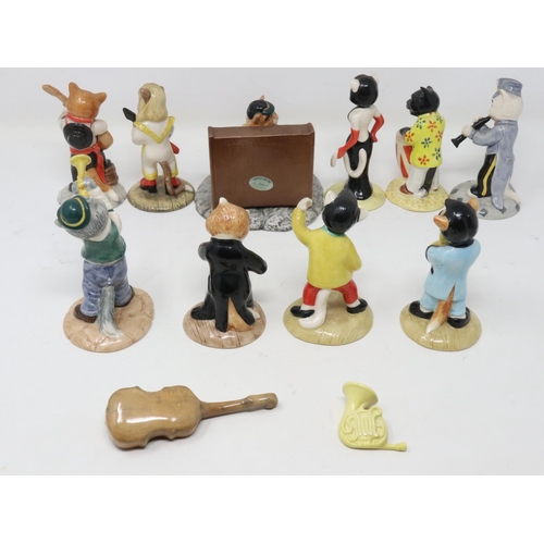 340 - Ten piece Beswick cat band, two instruments loose but present, largest H: 11 cm. UK P&P Group 2 (£20... 