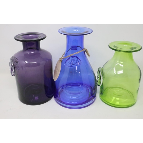 393 - Three Dartington Crystal flower bottles, one boxed, largest H: 22 cm. UK P&P Group 2 (£20+VAT for th... 