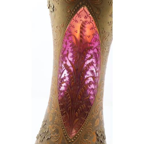 417 - Substantial early 20th century Venetian glass waisted vase, heavily gilt and with applied details, H... 