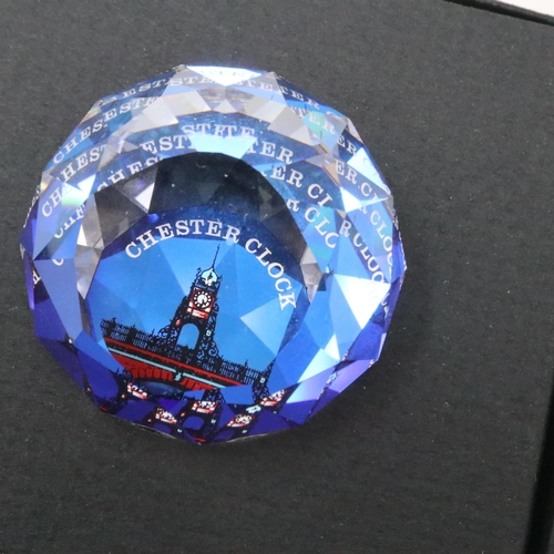 438 - Early Swarovski Chester clock paperweight, D: 40 mm. UK P&P Group 1 (£16+VAT for the first lot and £... 