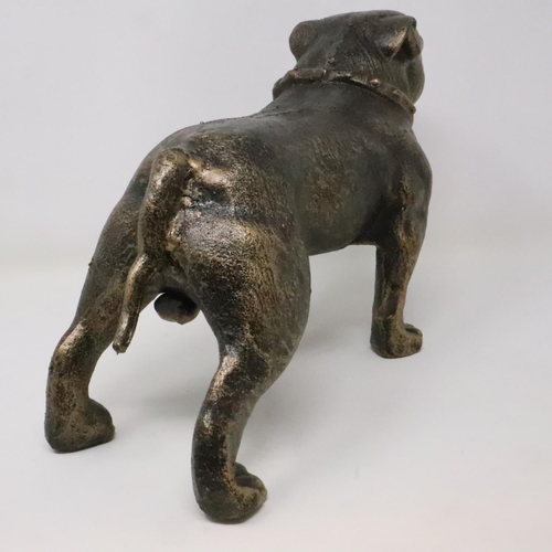 441 - Bronzed cast iron Staffordshire bull terrier, L: 30 cm. UK P&P Group 3 (£30+VAT for the first lot an... 