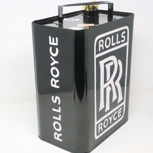 444 - Black Rolls Royce petrol can with brass cap, H: 37 cm. UK P&P Group 3 (£30+VAT for the first lot and... 