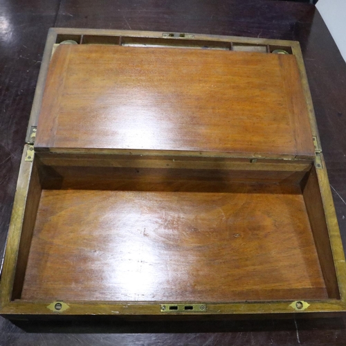 460 - Large hardwood writing slope with 1894 dedication and brass mounts, 50 x 26 x 18 cm. UK P&P Group 3 ... 