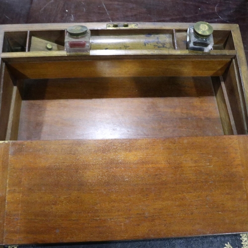 460 - Large hardwood writing slope with 1894 dedication and brass mounts, 50 x 26 x 18 cm. UK P&P Group 3 ... 