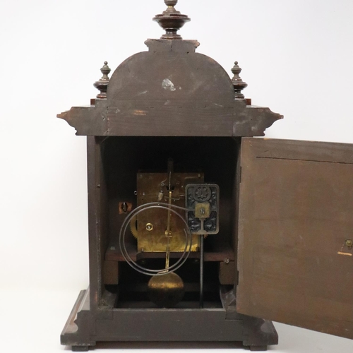 466 - Junghens 19th century walnut cased bracket clock chiming on a gong, working at lotting, H: 45 cm, ce... 