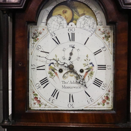 468 - Thomas Adams of Middlewich 8 day longcase clock with arched rolling moon dial and date aperture, wor... 