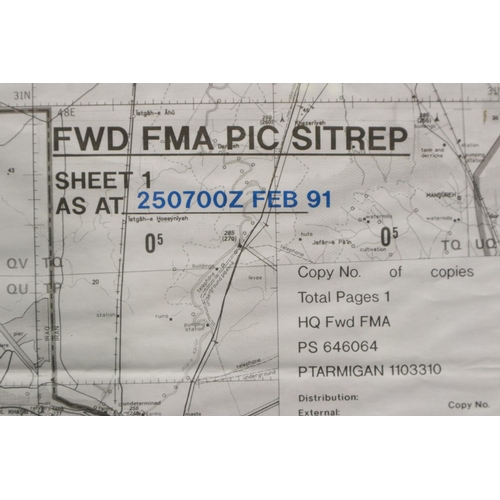 2048 - A rare declassified Operation Desert Storm operations map, sheet 1 from 250700Z, pinpointing situati... 